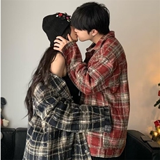 美式复古格子衬衫外套男春秋翻领刺绣夹克潮牌学生痞帅炸街上情侣，男装夹克，星座506A