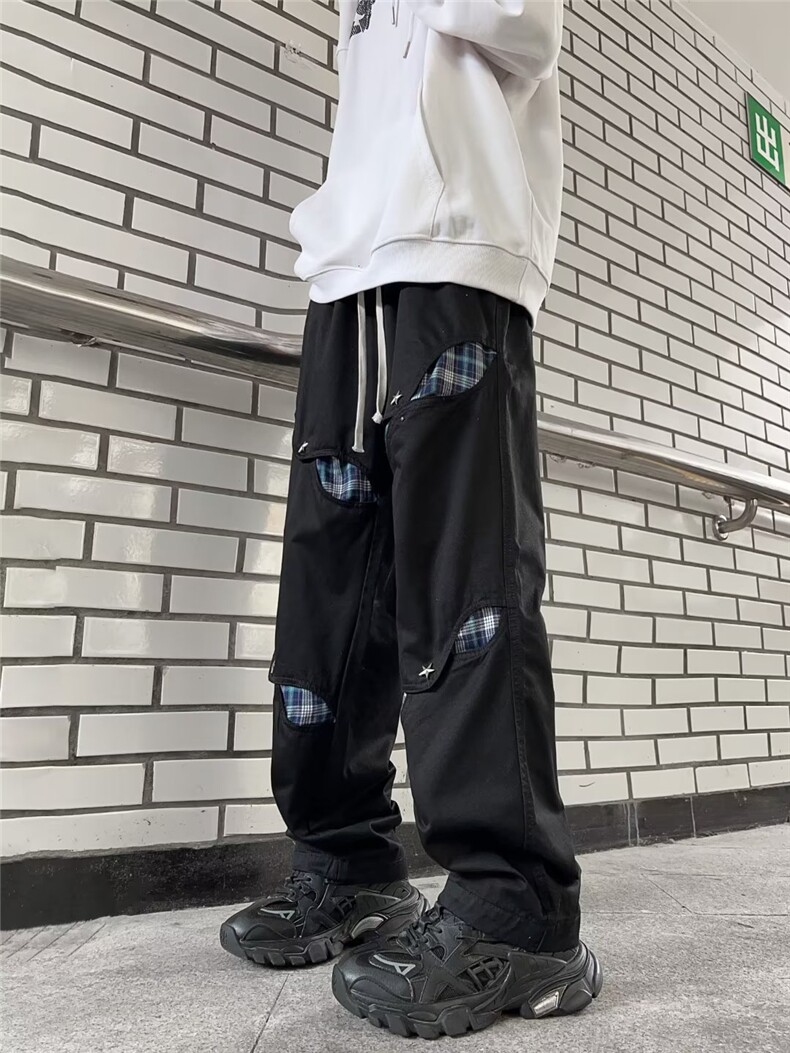 美式春秋新款潮牌嘻哈镂空休闲裤男女同款工装长裤子DH943-P50,男装休闲裤,星座1109-3