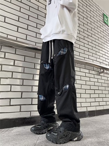 美式春秋新款潮牌嘻哈镂空休闲裤男女同款工装长裤子DH943-P50图片
