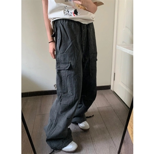 现货全棉水洗工装裤做旧宽松直筒裤多袋潮流阔腿裤K5005-P60图片