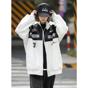秋装机车服pu皮衣男女情侣宽松夹克秋季大码外套S246P118厚128图片
