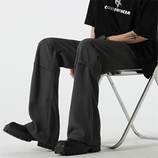 高街垂感休闲西裤ins潮牌纯色设计感微喇叭裤子XZ211-1-K2321-P50，男装西裤，星座211-1