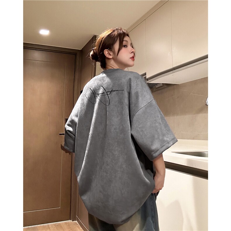 得物抖音品质潮流麂皮绒字母印花短袖T恤djp282-特批23控39,男装T恤,星座605(原A050)