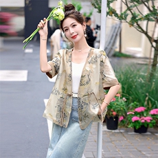 新中式国风欧根纱外套女2024夏季新款复古刺绣防晒衣改良汉服上衣，女装短外套，艾尚靓装