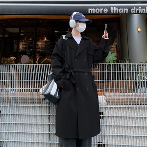 FY9081/P80秋装新款风衣外套男韩版中长款双排扣过膝男士宽松上衣图片