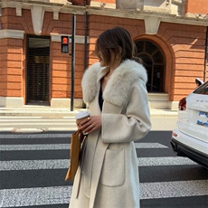 2025年夏季常规中长款长袖纯色时尚百搭双面呢大衣简约大方，女装双面呢大衣，蒙绒特