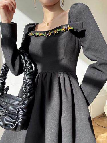 现货法式泡泡袖钻钉连衣裙，女装连衣裙，LION&CAT(2F)