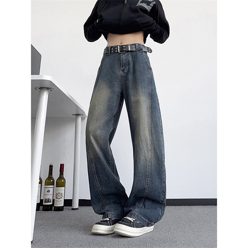 B221美式ins高街暗黑宽松直筒弯刀牛仔裤LK25597-特P38控78,男装牛仔裤,电商B221