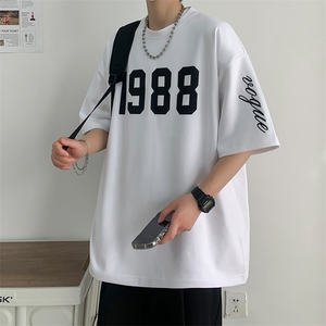 冰氧仿短袖港风白墙夏季休闲百搭刺绣纯色男上衣TC3147-P22控48图片