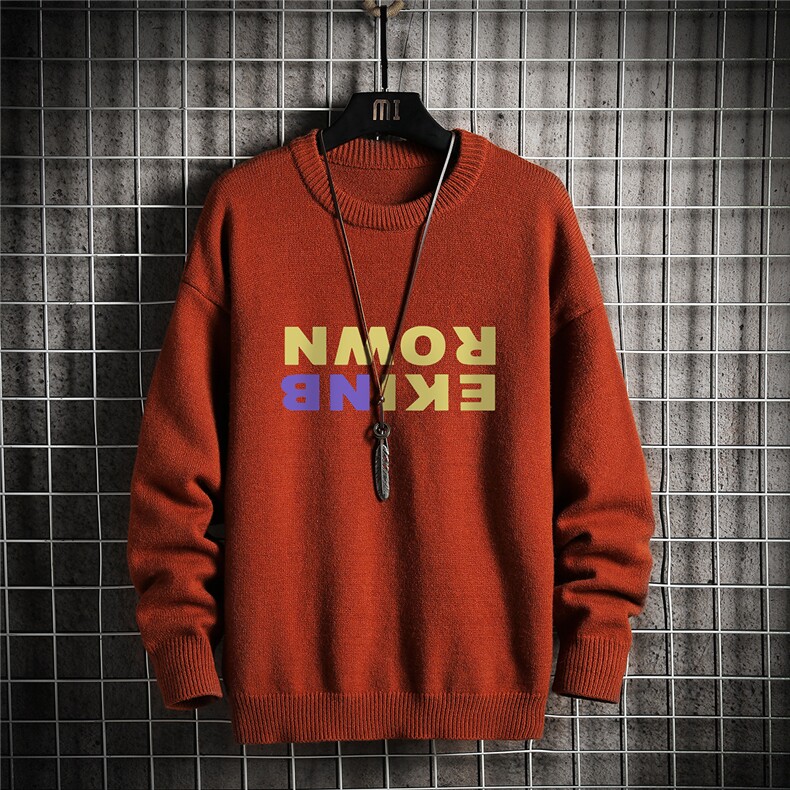 1日系圆领宽松中性情侣潮流大码M-5XL印花毛衣男7732P48加绒P55，男装针织衫/毛衣，星座226-2