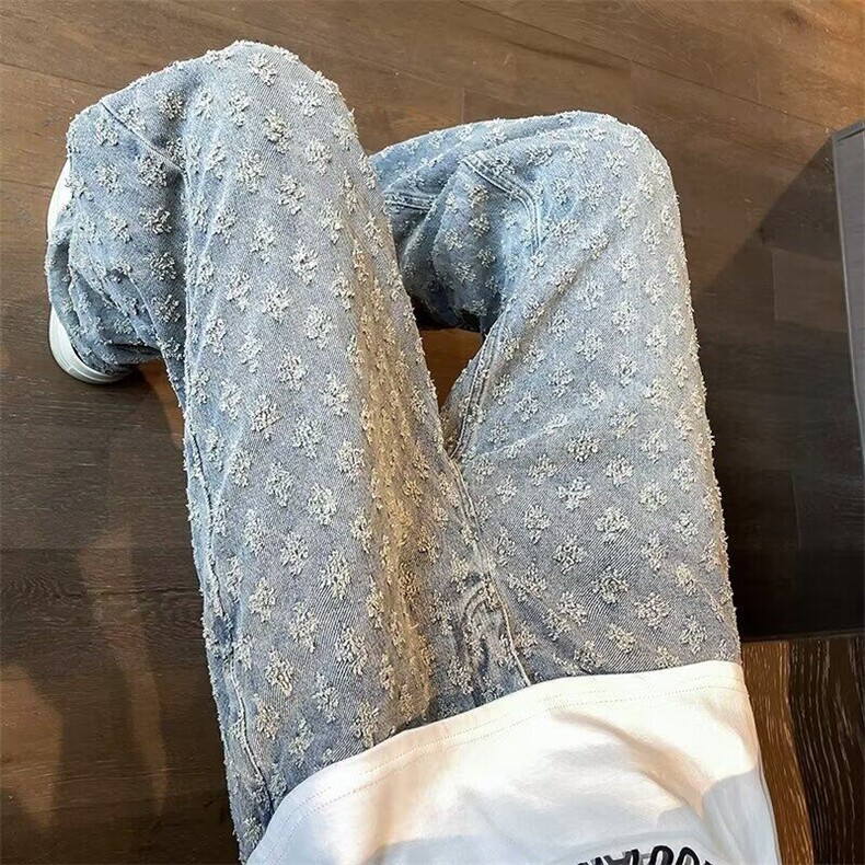 DA022-P45新款日系直筒牛仔裤男韩版潮流宽松阔腿休闲百搭长裤子,男装牛仔裤,星座603-2