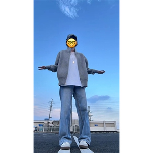 重磅秋冬北极绒双拉链毛衣开衫美式复古休闲慵懒风宽松针织衫外套图片