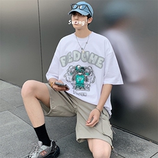 得物抖音40支双纱高品质港风潮牌纯百搭短袖T恤男女T7191-P40，男装T恤，电商A441-1