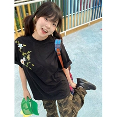 刺绣花卉短袖t恤女夏季2025新款宽松小众设计感半袖上衣TA1480，男装T恤，星座1116A（原606A-3）