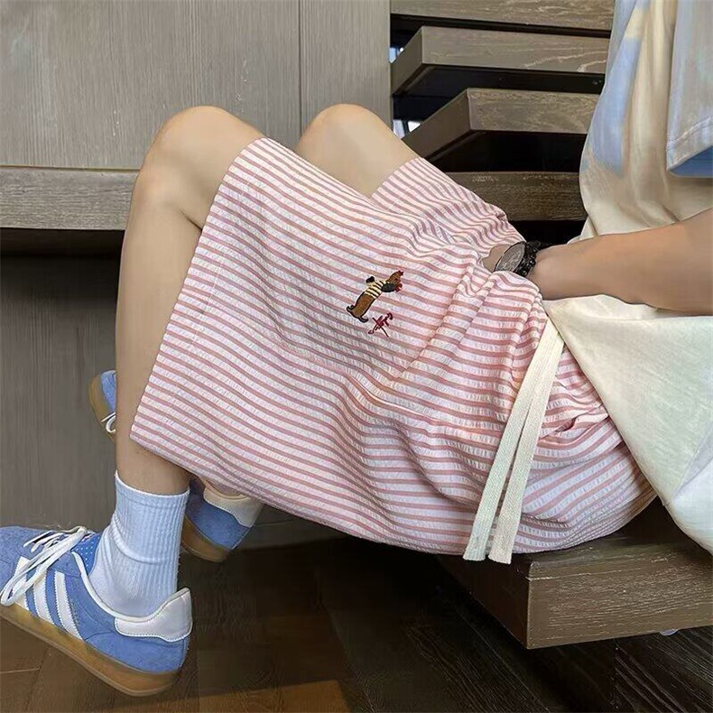 wassuphappy粉色短裤男夏季潮流腊肠狗运动五分裤青少年休闲中裤,男装牛仔裤,星座1005-4