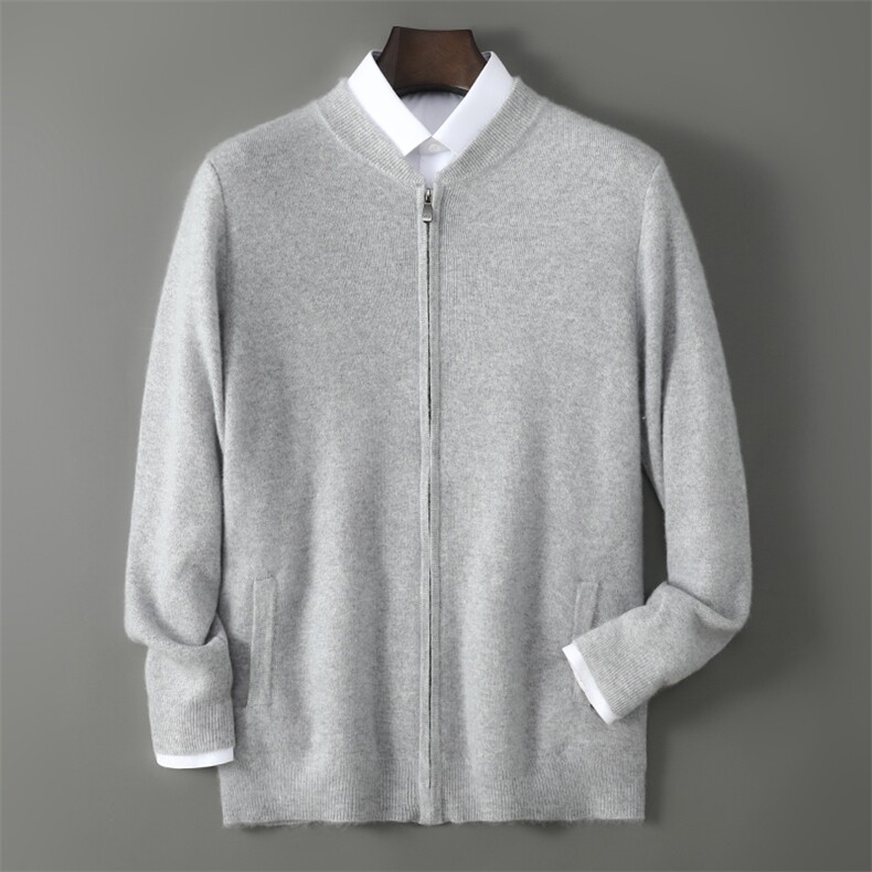 2025百搭时尚简约拉链开衫羊毛圆领开衫，男装羊毛衫，千国羊绒