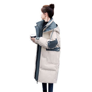 现货休闲连帽羽绒棉服女2025冬季新款时尚中长款加厚保暖棉袄外套图片