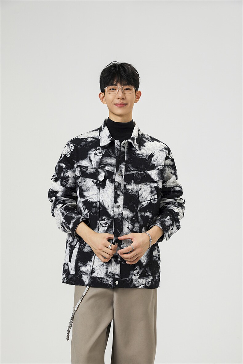 可二开定制扎染雾霾小香风面料大码M-5XL夹克男JK78082P79控128,男装夹克,星座226-1