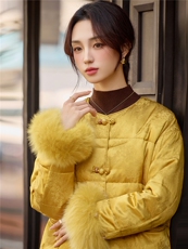 2025冬装新款时尚新中式90绒羽绒服外套，女装羽绒服，曼琳思菲