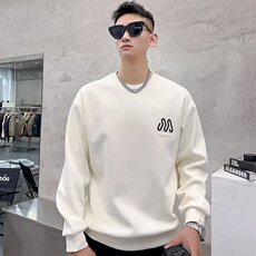 美式潮牌撞色字母圆领加绒卫衣男2025新款情侣运动上衣，男装卫衣，星座506A