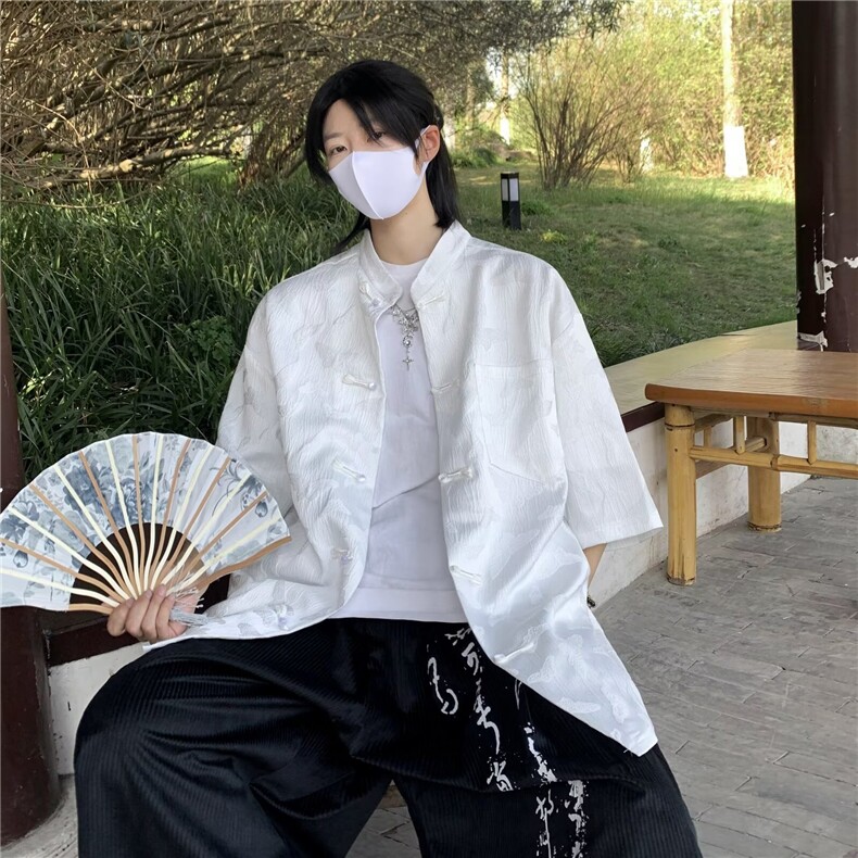 春季2024新款中袖衬衣提花布结衬衫 W12812 P48图片