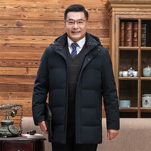继续主推可拆卸帽中老年羽绒服外套男士加厚爸爸装羽绒服大衣图片