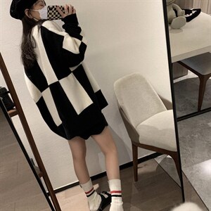 大格子开衫图片
