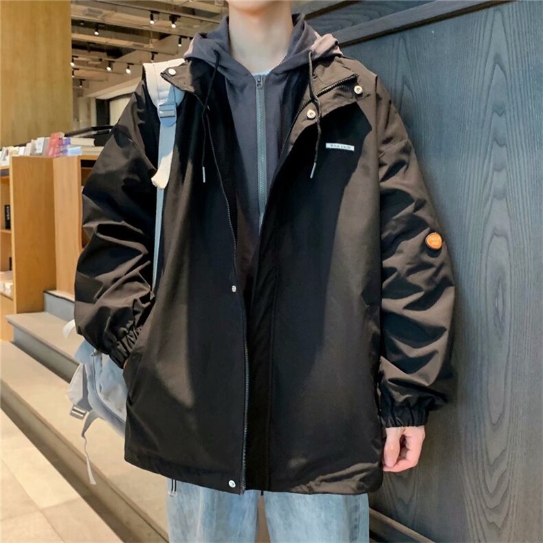 春秋季ins高街假两件外套男潮牌宽松连帽夹克原宿上衣W2451-P52,男装夹克,星座512-2