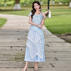 2026年夏季时尚潮流优雅浪漫三件套裤，女装套装/套裙，江南富贵女