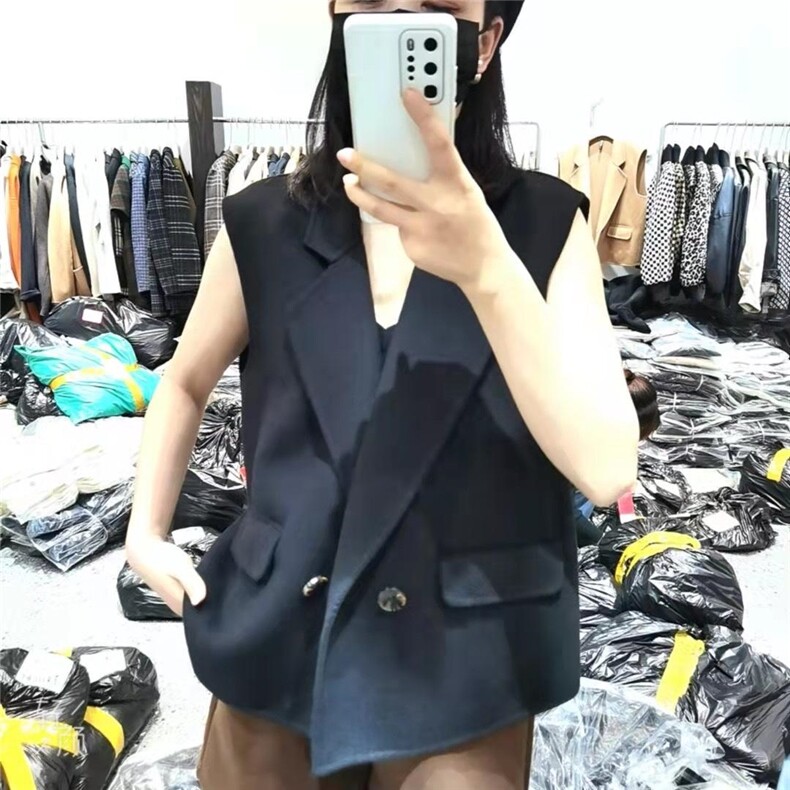 2021秋季新款纯色宽松休闲百搭百分百双面呢马甲,女装马甲,L·H·X