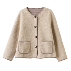 2025年冬季新款小香风毛呢皮毛一体外套，女装毛呢外套，盈茜