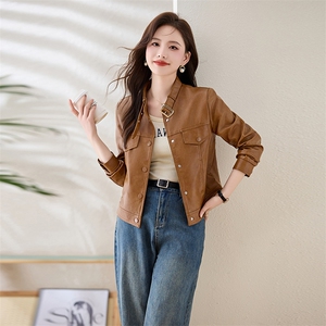 海宁真皮皮衣女外套2025年新款春秋小个子短款女士休闲绵羊皮夹克图片