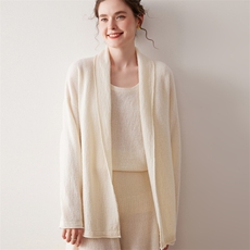 2025秋冬新款舒适百搭简约软糯时尚乱麻宽松开衫，女装休闲裤，尚达羊绒