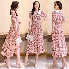 简约时尚潮流连衣裙短袖2021年夏季中长款休闲优雅，女装连衣裙，贵人树