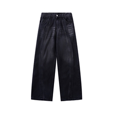 美式复古弯刀牛仔裤男vibe高街直筒vintage裤A166-K018-特P45控75，男装牛仔裤，电商A166
