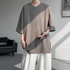 8XL-M短袖肌理感冰丝凉感T恤特大码鸡心领半袖纯色体恤DX1216/P28，男装T恤，电商B238