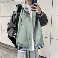 春秋潮牌宽松ins高街情侣上衣连帽拼接棒球服夹克男W5417-P60，男装夹克，星座512-2