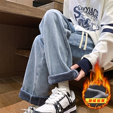 纯黑色加绒加厚牛仔裤男抽绳松紧腰裤子A080-9291-常规P35加绒P45，男装牛仔裤，电商A080