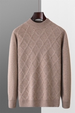 秋冬季羊毛男士七针小半高圆领加厚菱格羊毛衫，男装羊毛衫，君贝羊绒