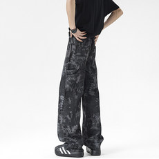 2025新款迷彩蛇纹伐木工装裤美式高街牛仔裤NK389P45控69，男装牛仔裤，星座712