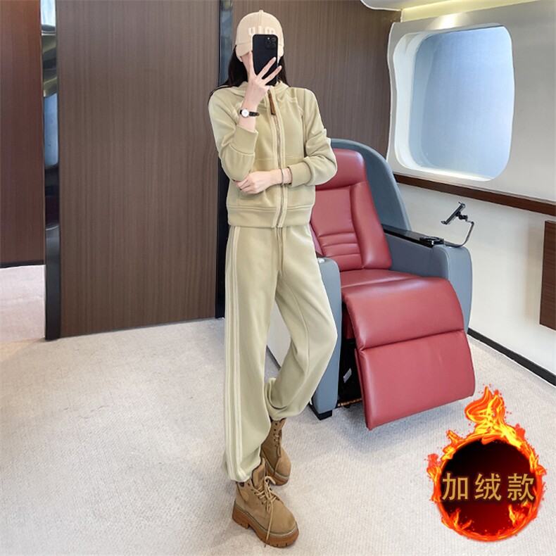 时尚减龄拼接卫衣外套阔腿裤套装女秋冬新款休闲显瘦两件套,女装套装/套裙,江南