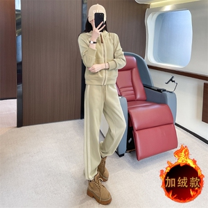 时尚减龄拼接卫衣外套阔腿裤套装女秋冬新款休闲显瘦两件套图片
