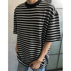 现货条纹短袖男夏季美式重磅正肩t恤小领口半袖体恤WLT6022-P40，男装T恤，星座1008