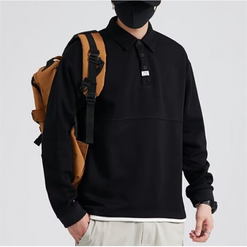 1506-1/WC00821/P25假两件长袖polo衫男新款高级感翻领帅气潮卫衣,男装卫衣,星座1506-1