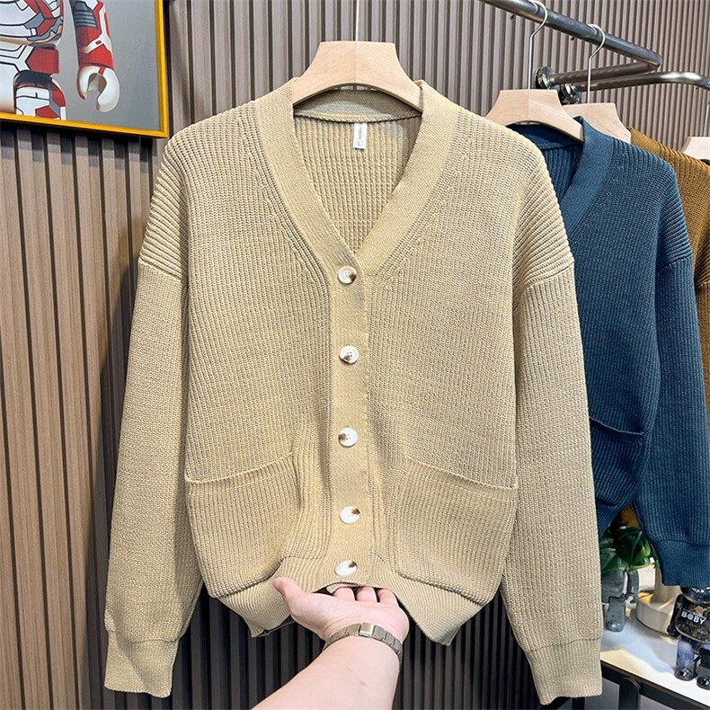 轻熟风秋冬新款设计感复古宽松潮流休闲开衫男针织衫外套毛衣,男装针织衫/毛衣,星座1013