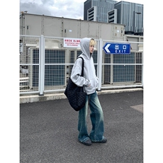 灰色cleanfit男生短款卫衣美式重磅连帽大帽衫廓形外套潮WY004P48，女装短外套，电商B312
