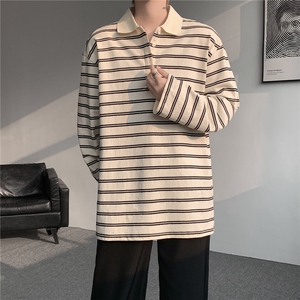 8XL-M 条纹定律polo衫男翻领长袖t恤大版宽松上衣 CX3011-P39图片