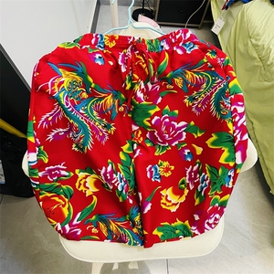 DK2009中性风风男女情侣团队服休闲短裤大花裤沙滩裤东北花,百褶裙搭配夏季发型图片