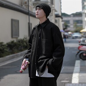 秋装新款麂皮绒夹克外套男休闲鹿皮工装上衣宽松潮 A071-201-P70图片