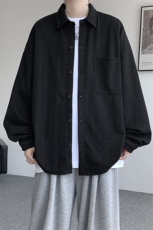 衬衫男秋季新款港风宽松大码雪尼尔长袖衬衣CS7008-P39，男装衬衫，星座214-3